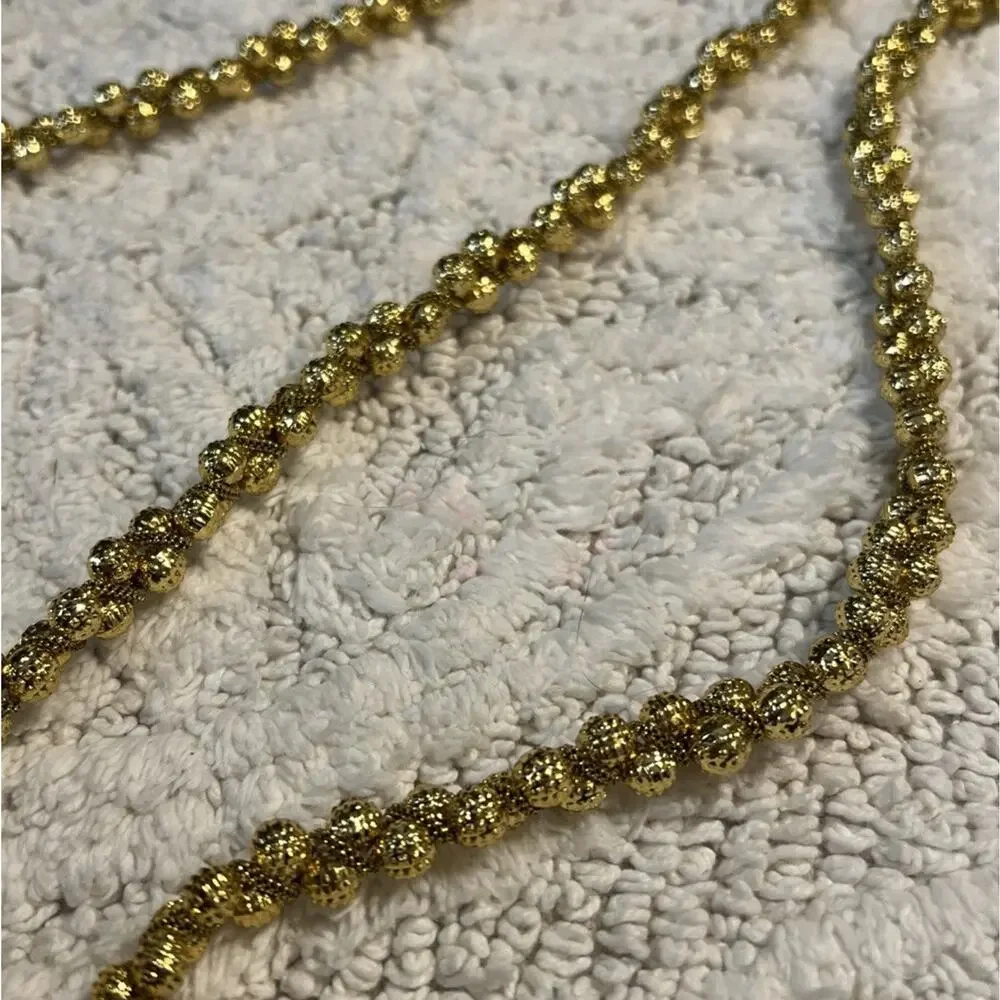 Vintage Set of 4 Gold Twisted Beaded Garland 4 Strands Approx 36 Ft Total